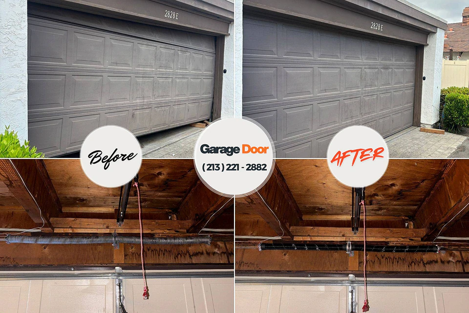 Before and after: garage door repair Montpelier, IN